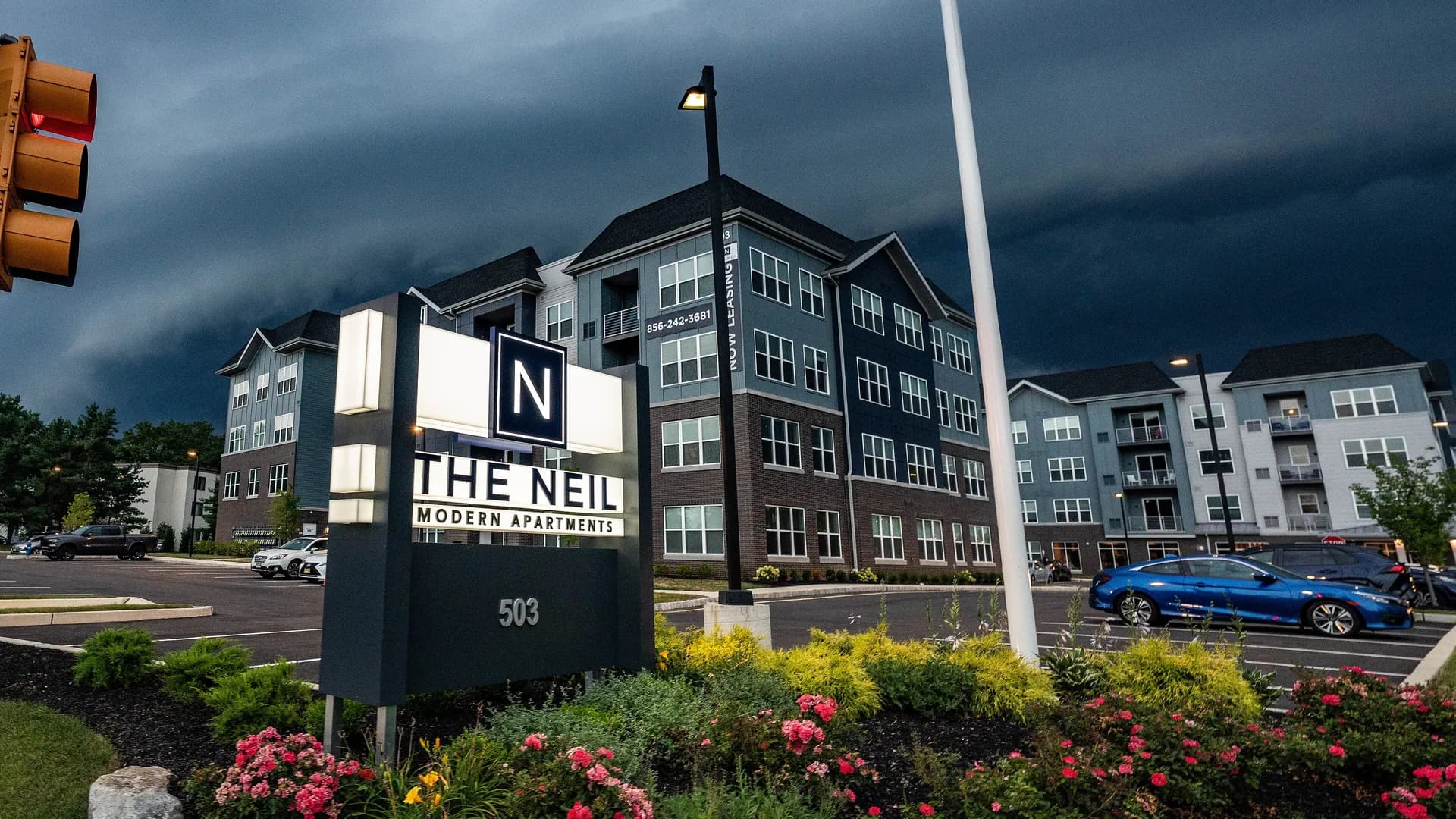 A storm shelf cloud passing over Mount Laurel Township, Burlington County, New Jersey