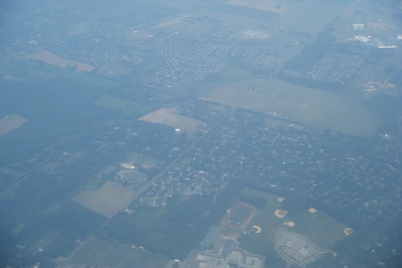 An aerial view over Moorestown Township, New Jersey