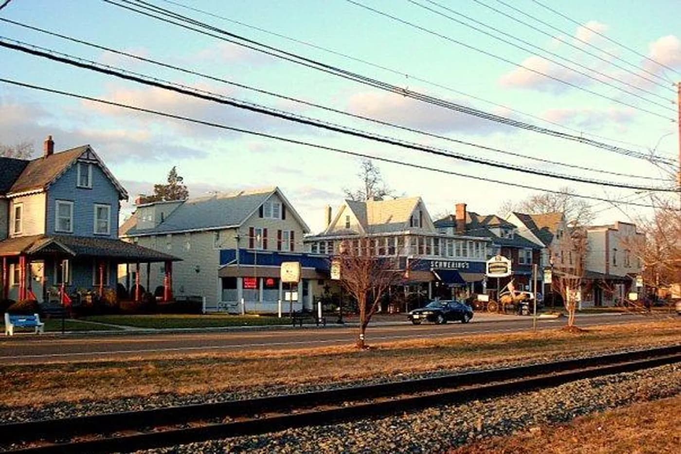 Broad Street in Palmyra, New Jersey, seen from the RiverLINE tracks